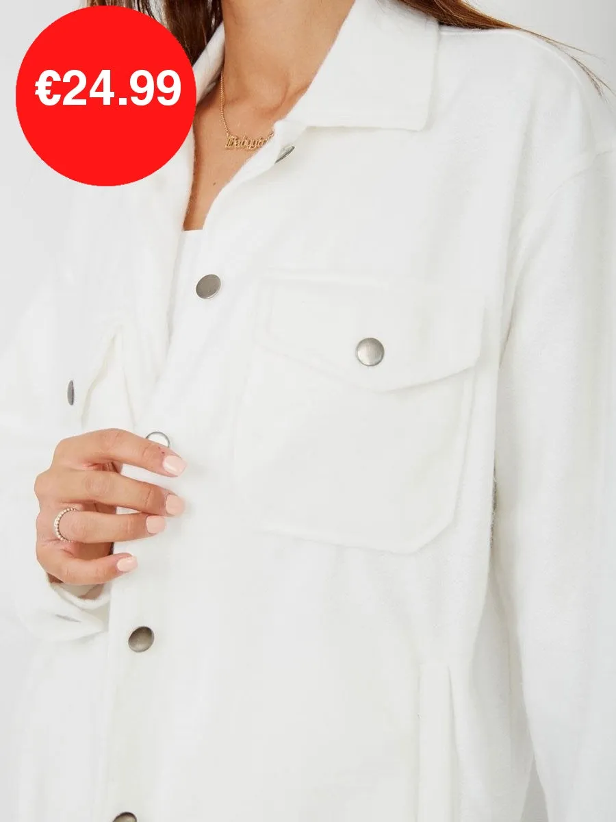 Cream Button Shirt Jacket