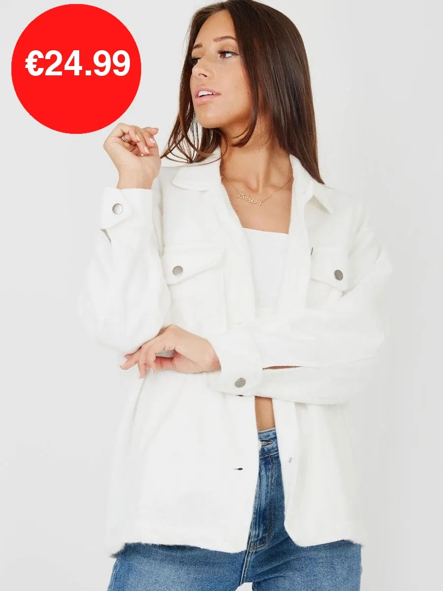 Cream Button Shirt Jacket