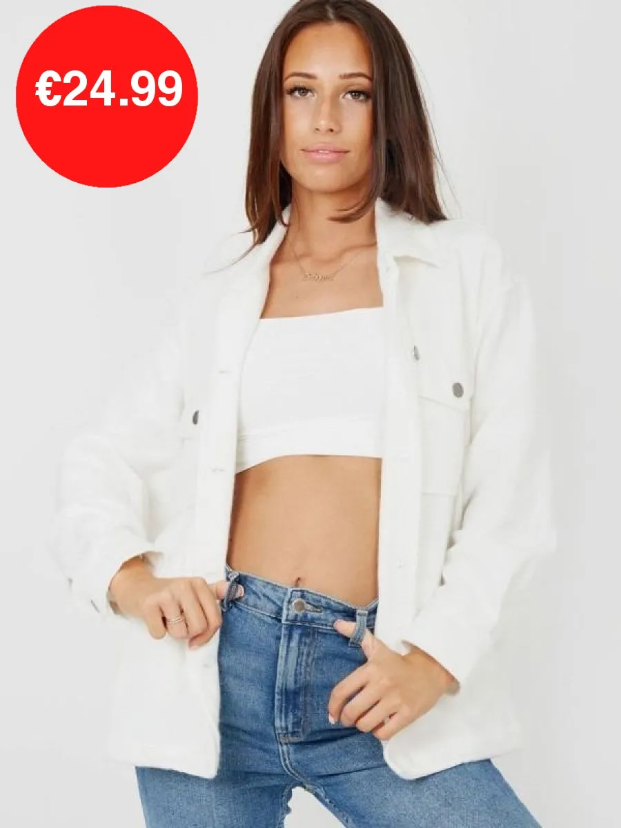 Cream Button Shirt Jacket