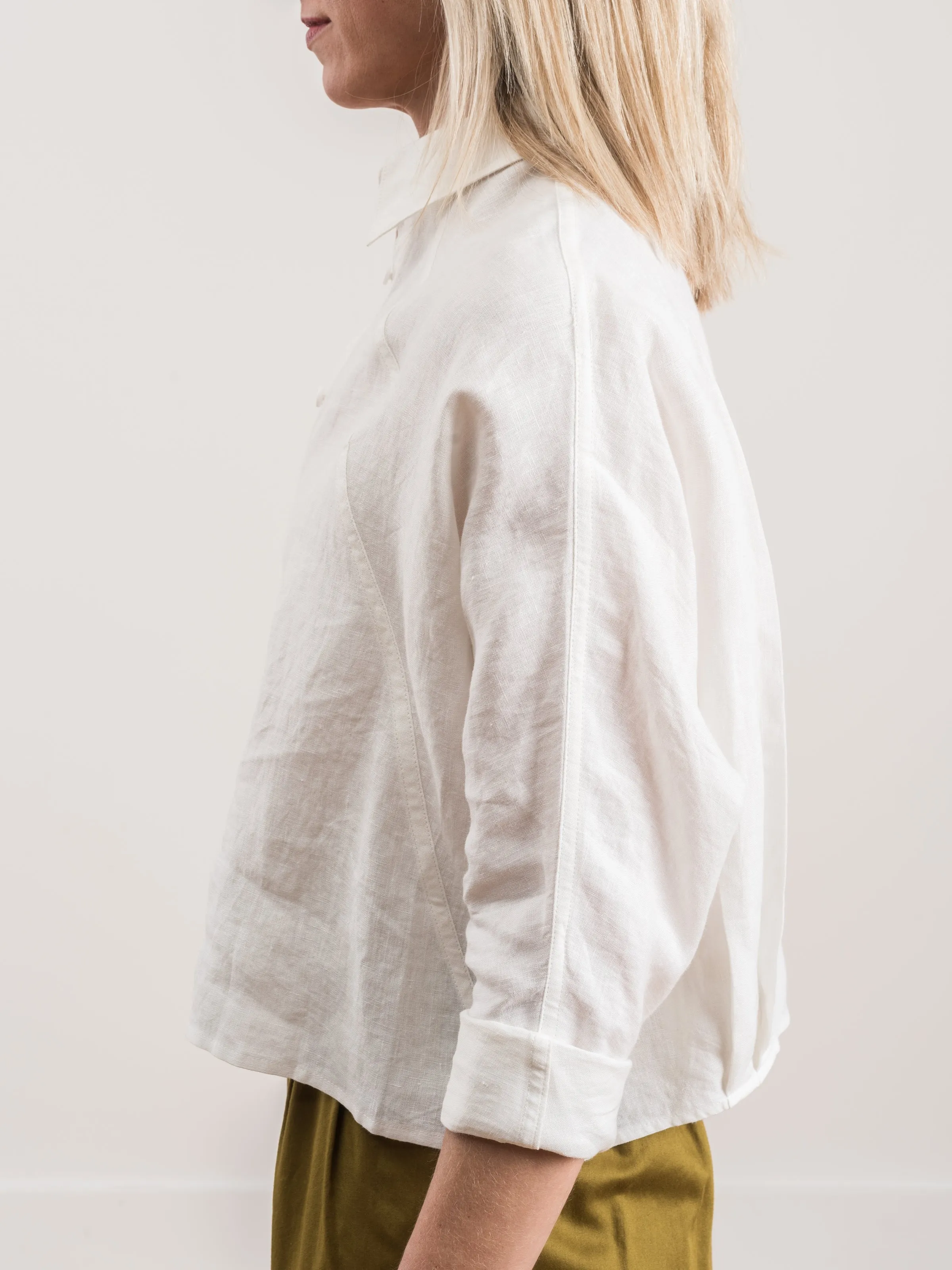 crop shirt jacket - off white
