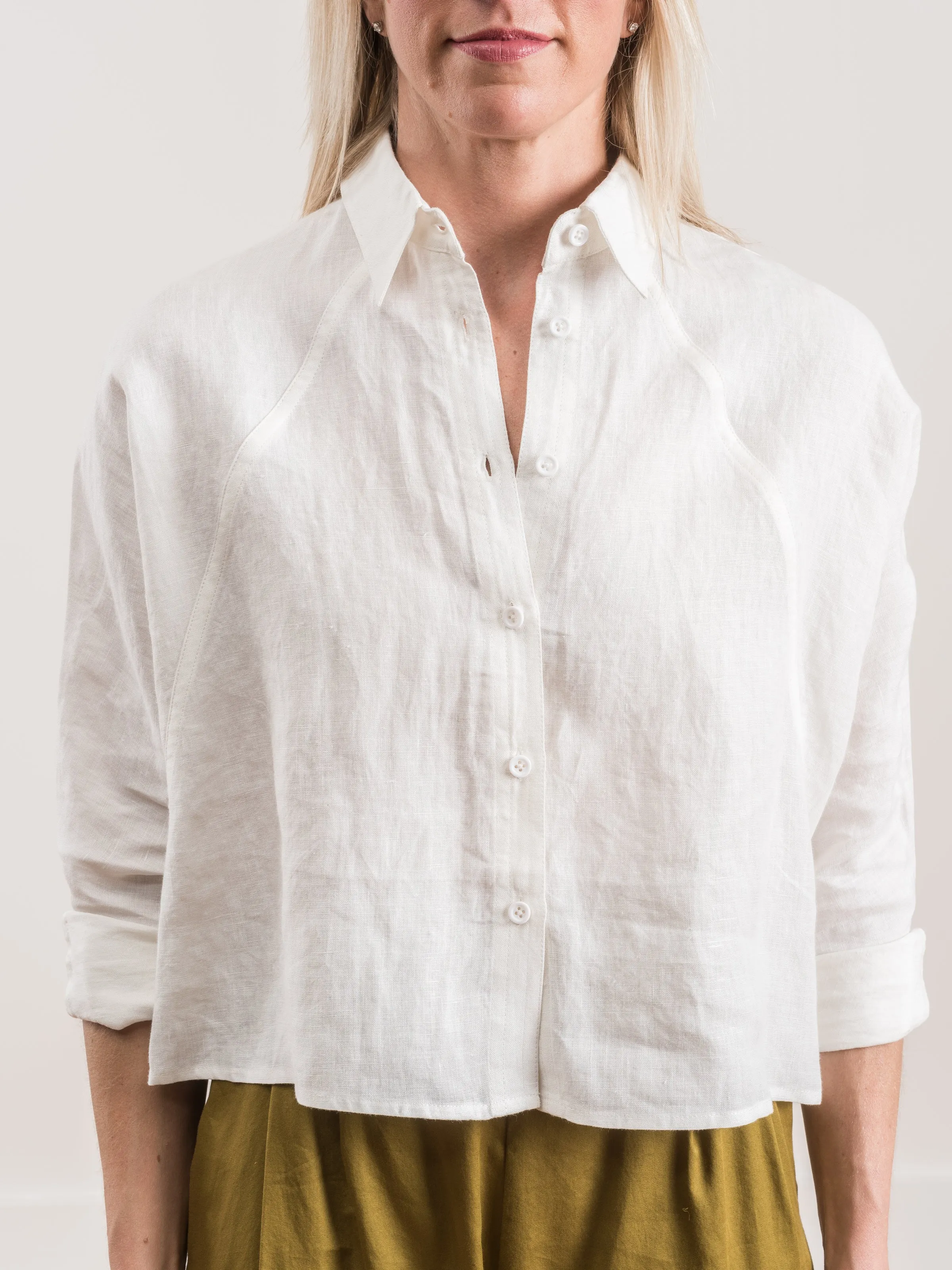 crop shirt jacket - off white