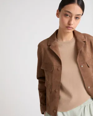 Cropped jacket in double-sided velour lamb leather
