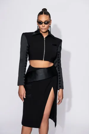 Cropped Jacket with Button Sleeves