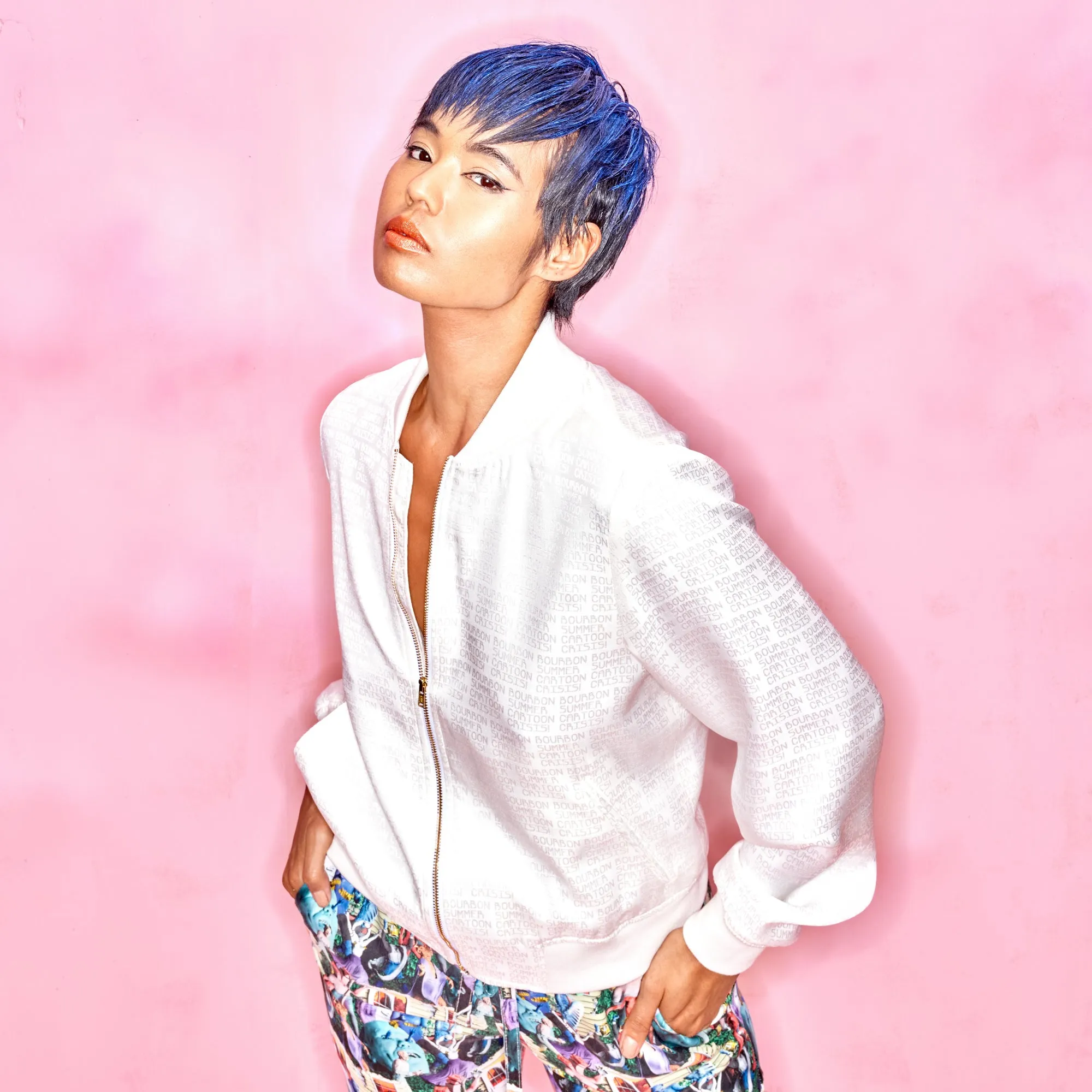 Cropped Jacquard Bomber