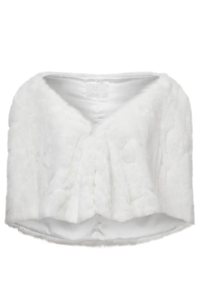Cuddles Wrap Capelet in Ivory by Unreal Fur - RENTAL