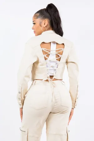 Curvy Laced Back Cropped Jacket