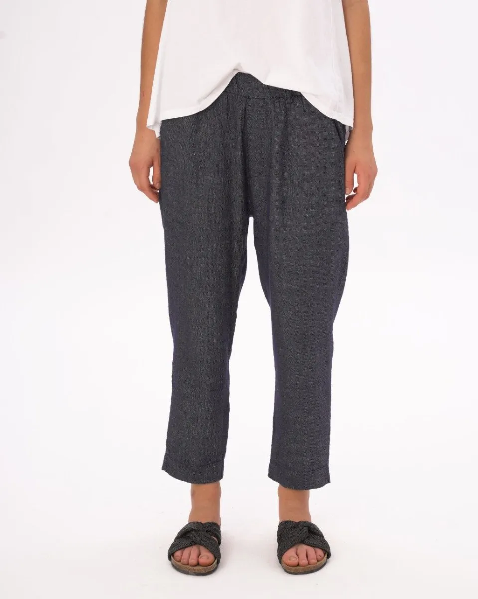 Denim Cotton Linen Elastic Pants