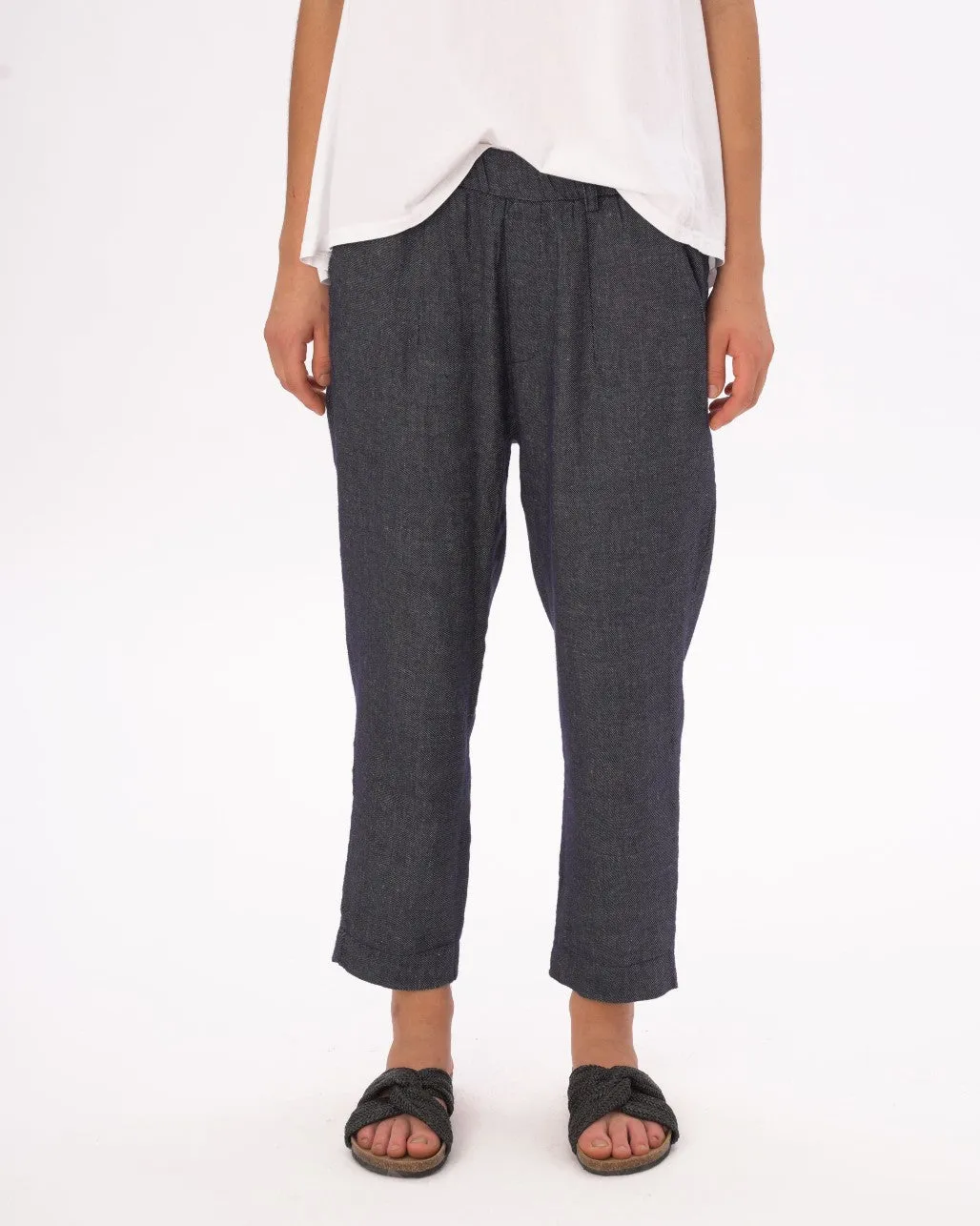 Denim Cotton Linen Elastic Pants
