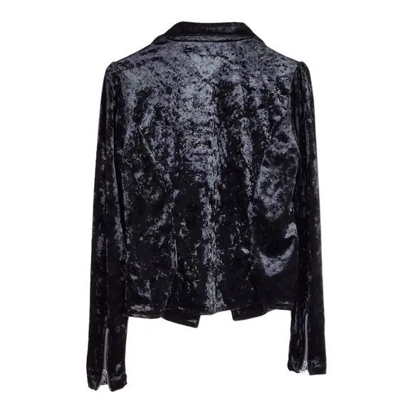 Disney Coco Moto Jacket Black Velvet Velour Embroidered Red Rose Juniors S