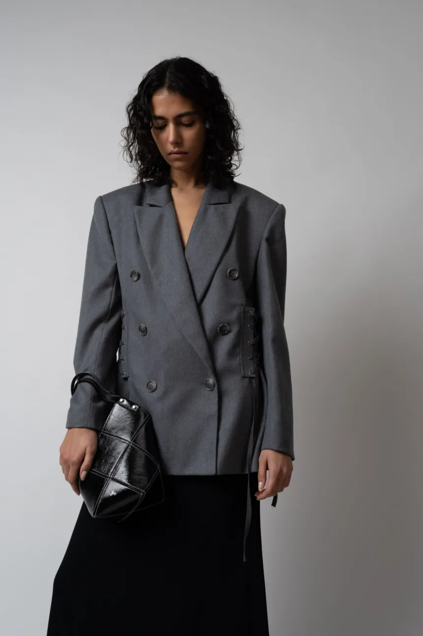 Double Breasted Blazer with Lacing