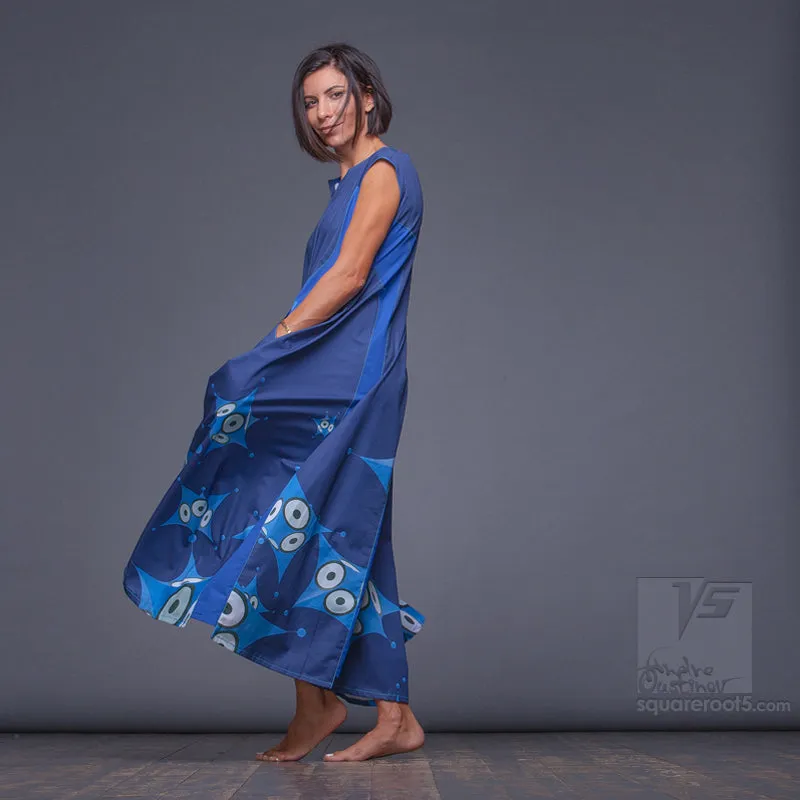 Dress "Octahedron" model "SB" Short sleeves Blue