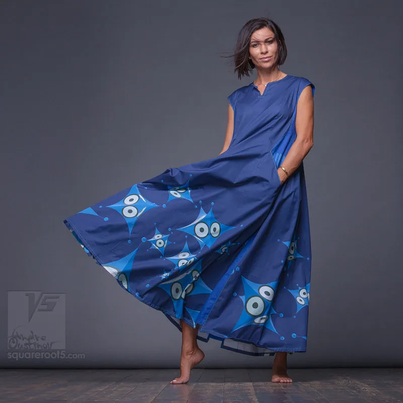 Dress "Octahedron" model "SB" Short sleeves Blue