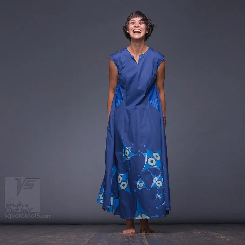 Dress "Octahedron" model "SB" Short sleeves Blue