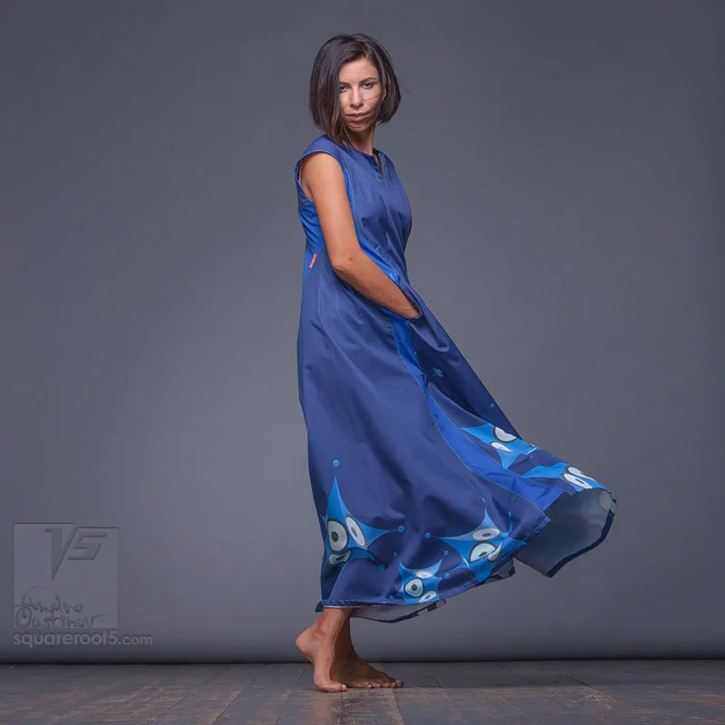 Dress "Octahedron" model "SB" Short sleeves Blue