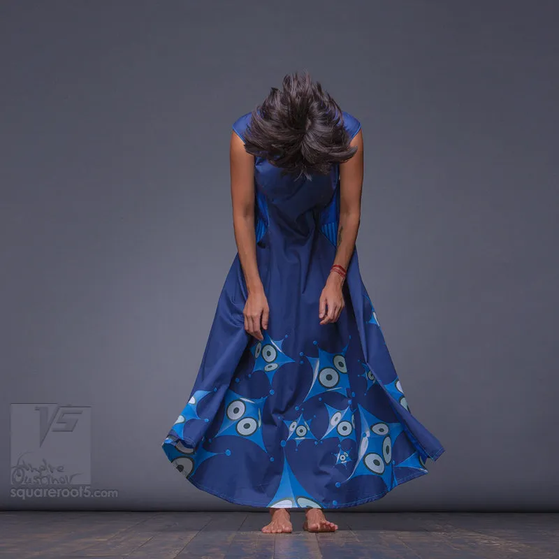 Dress "Octahedron" model "SB" Short sleeves Blue