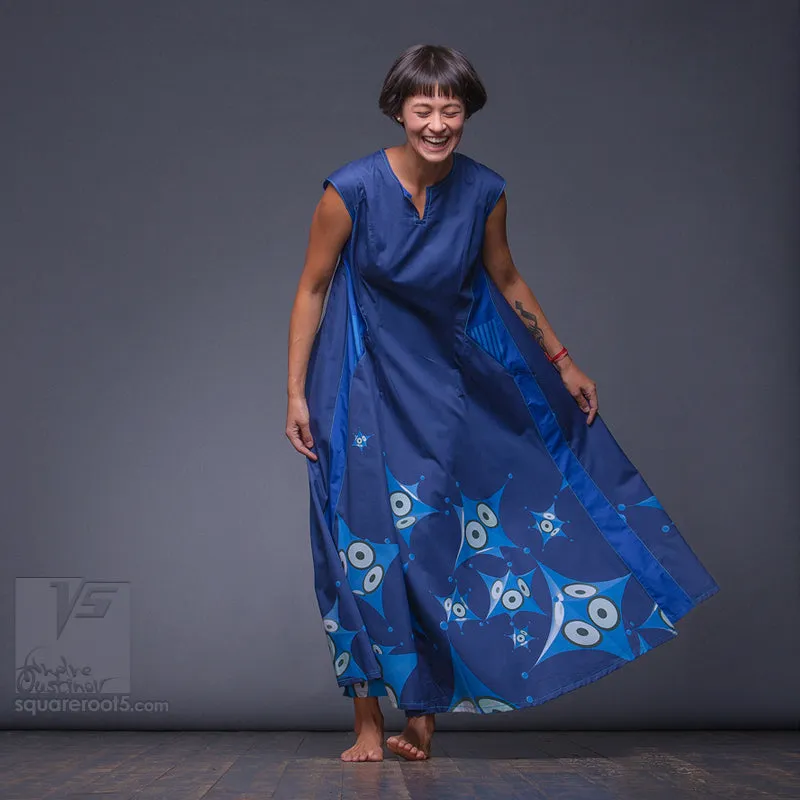Dress "Octahedron" model "SB" Short sleeves Blue