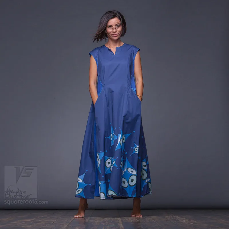 Dress "Octahedron" model "SB" Short sleeves Blue