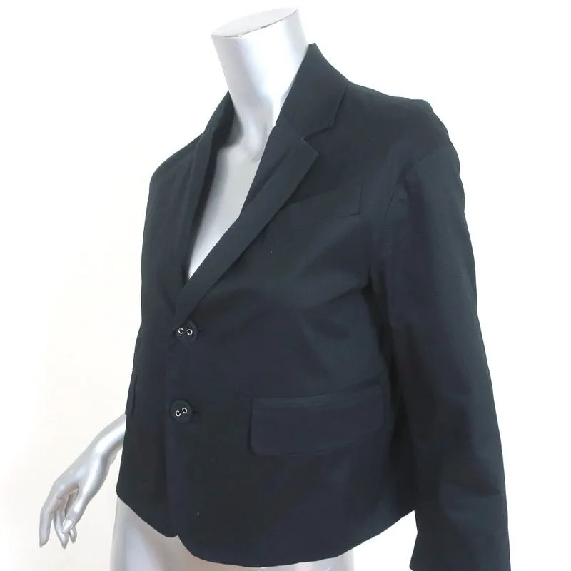 Dsquared2 Cropped Blazer Black Stretch Cotton Size 44 Two-Button Jacket