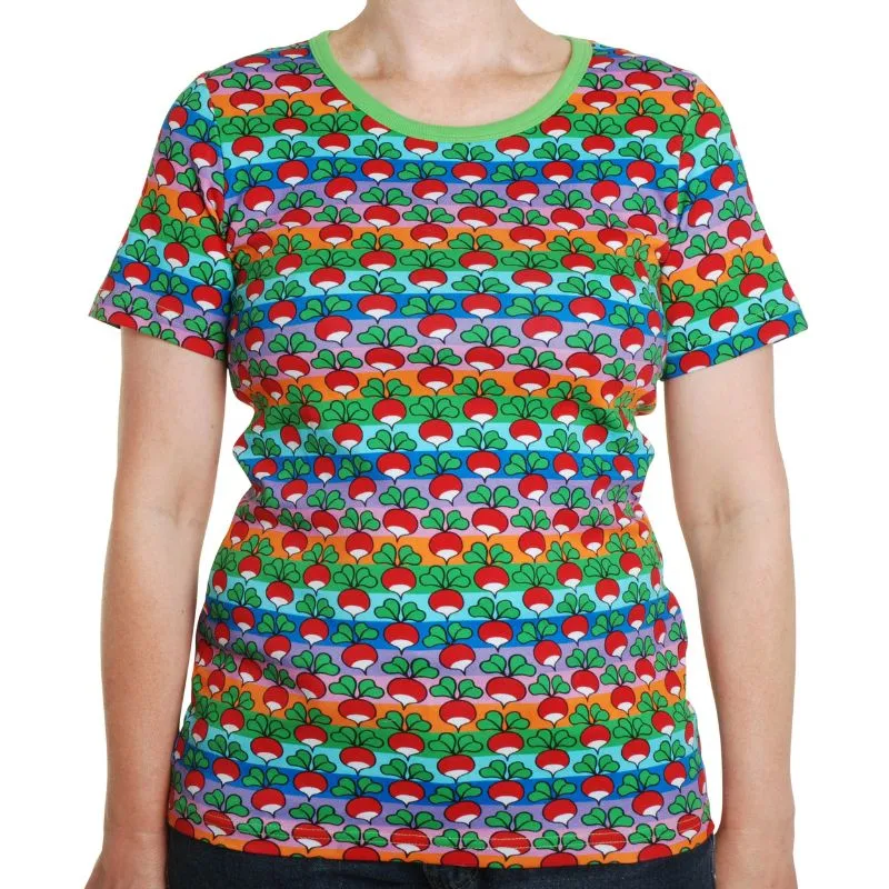 DUNS Sweden Adult Radish T-Shirt - Green Rainbow Stripe