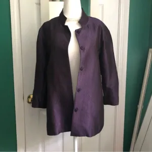 Eileen Fisher 100% silk purple blazer/jacket size small