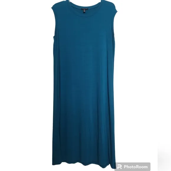 EILEEN Fisher Blue Sleeveless Scoop Neck Maxi dress SZ Medium