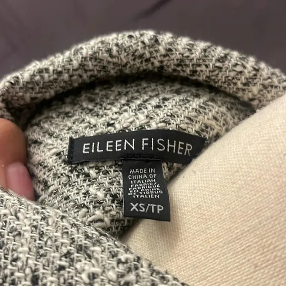 Eileen Fisher Herringbone Tweed A-Line Swing Jacket