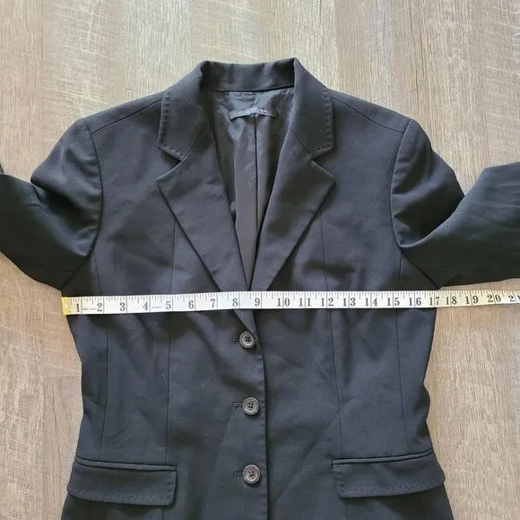 Elie Tahari US Women's Sz 6 Wool Blend Black Blazer 3-Button Notch Lapels