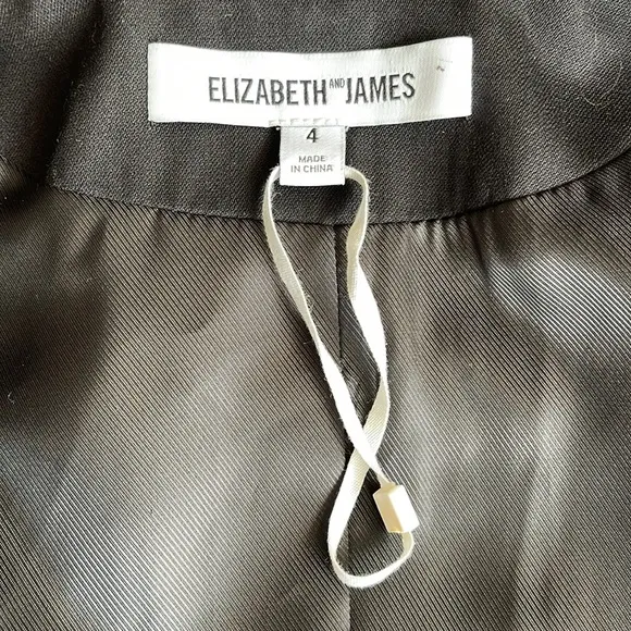 Elizabeth and James Black Wool Sateen Blazer size 4
