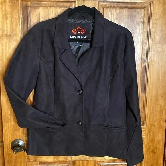 EMPORIO &amp; Co black ultra suede blazer  Jacket made in Italy women’s Size XL