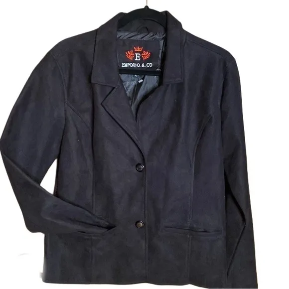 EMPORIO &amp; Co black ultra suede blazer  Jacket made in Italy women’s Size XL