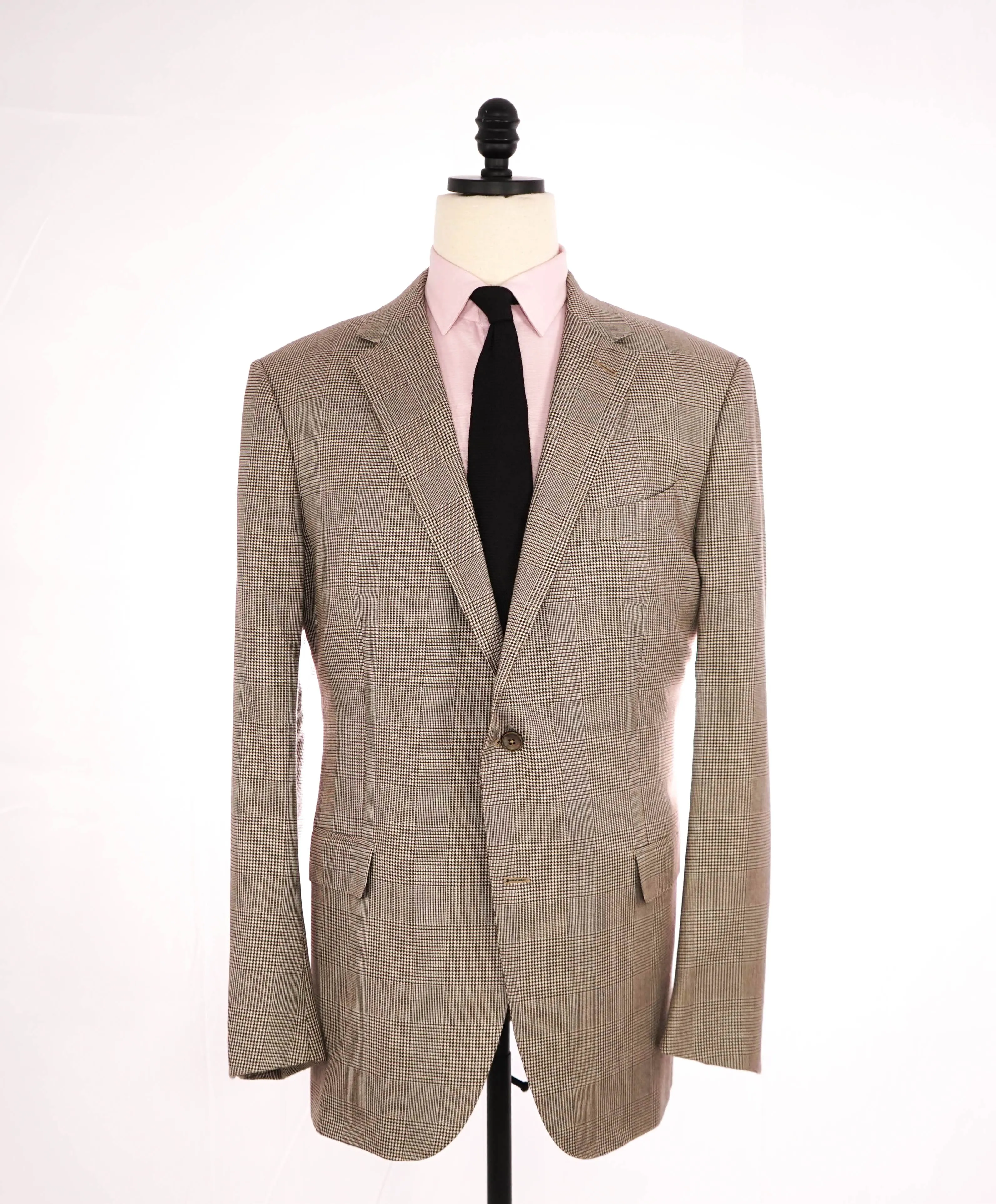 ERMENEGILDO ZEGNA - Neutral Brown Check *70% CASHMERE* SILK Blazer - 50L