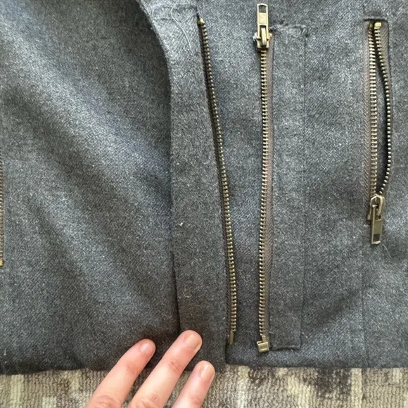 EUC Grey Waterfall Jacket cropped asymmetrical zipper lined