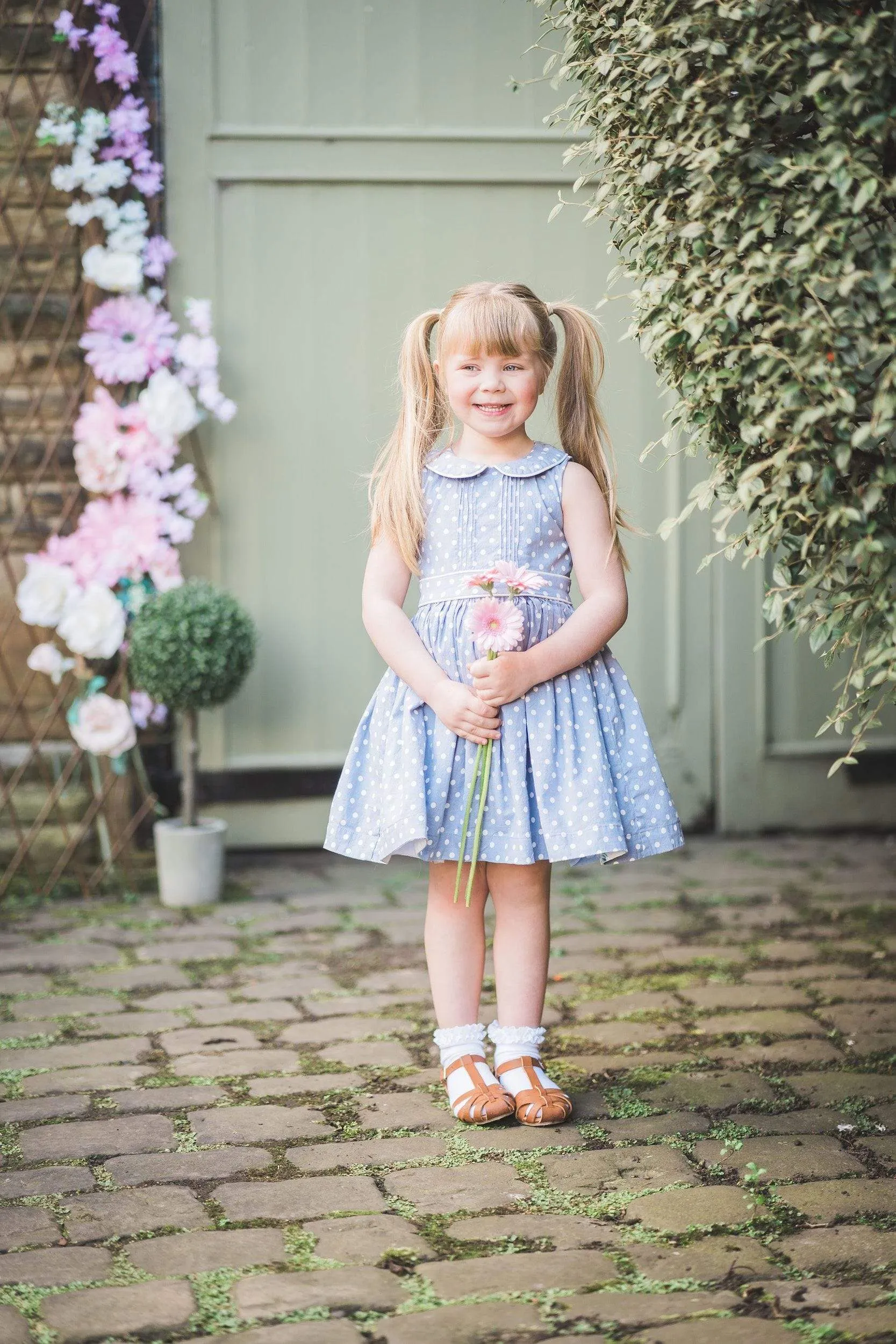 Evelyn: Periwinkle spot dress