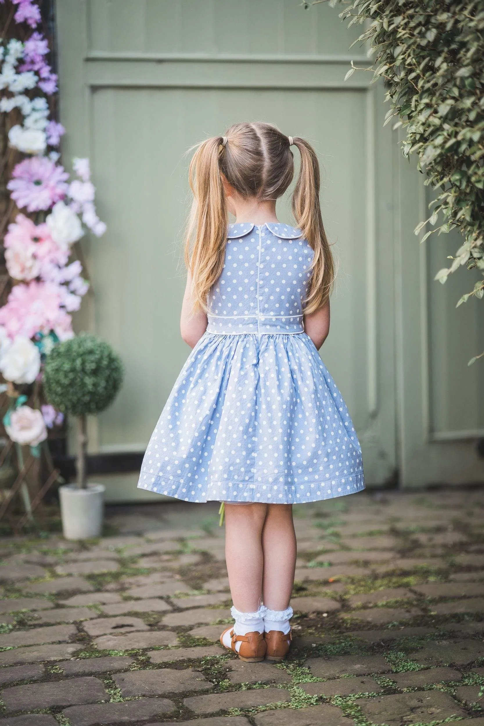 Evelyn: Periwinkle spot dress