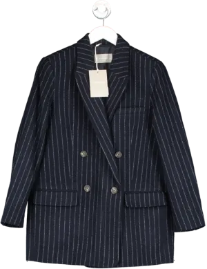 EVERLANE Blue The Rewool Double-breasted Blazer UK S