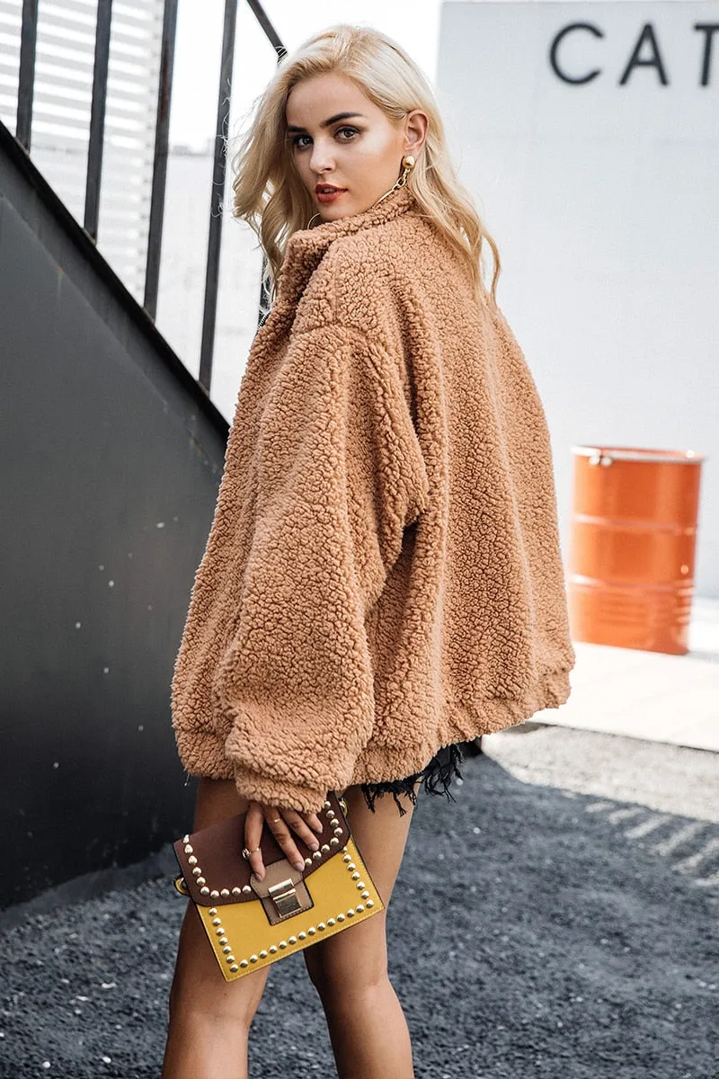 Fashionista Me Faux Fur Jacket - Light Camel