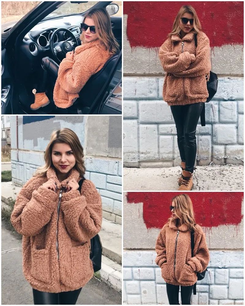 Fashionista Me Faux Fur Jacket - Light Camel