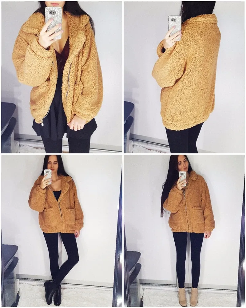 Fashionista Me Faux Fur Jacket - Light Camel