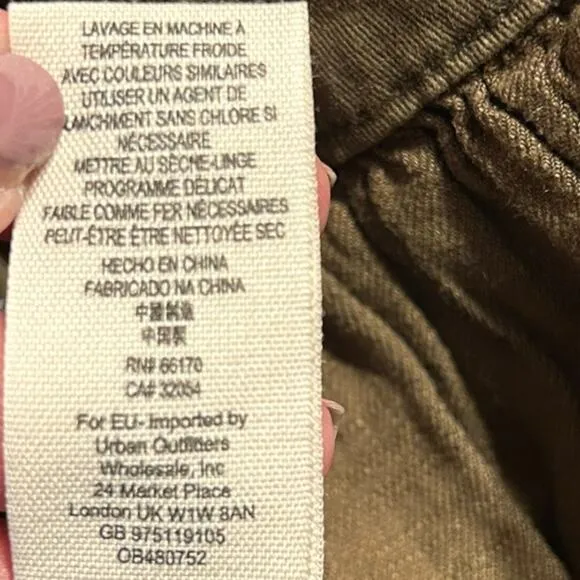 Free People Military Jacket Peplum Cropped Women’s Small Olive Green Distressed