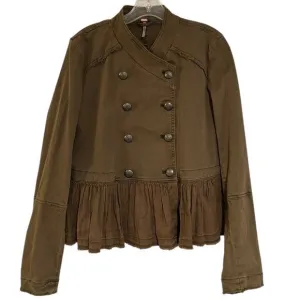 Free People Military Jacket Peplum Cropped Women’s Small Olive Green Distressed