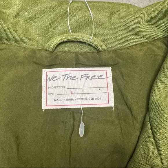 Free People-We the People olive Rebel Knit Oversized Moto Jacket Sz L