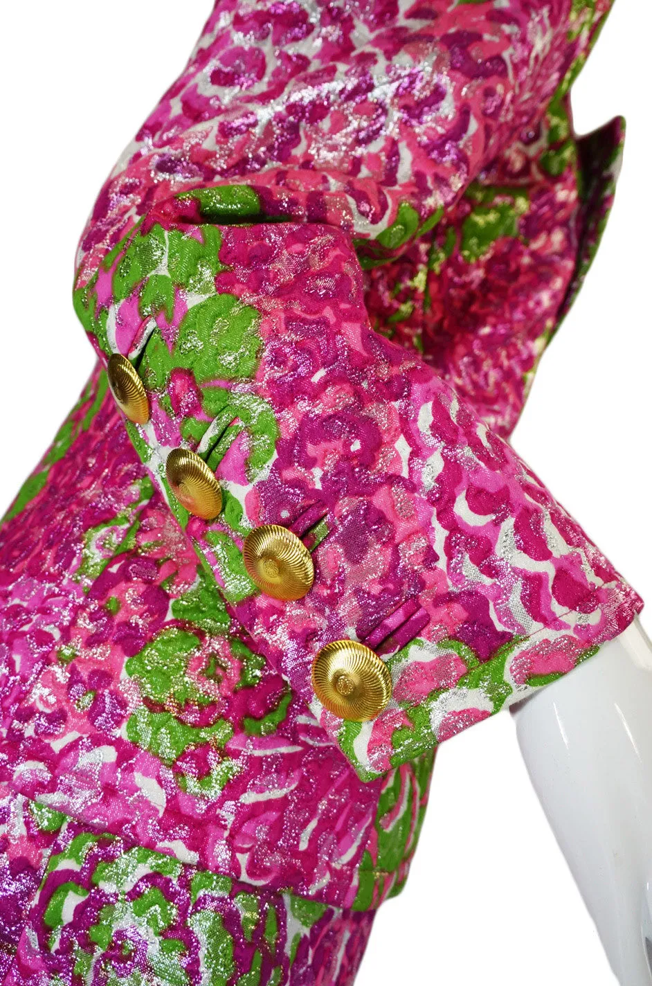 F/W 1989 Yves Saint Laurent Pink Silk Brocade Suit