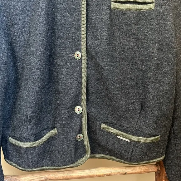 Geiger Vintage Made In Austria Wool Cropped Charcoal Jacket Size 42