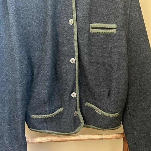 Geiger Vintage Made In Austria Wool Cropped Charcoal Jacket Size 42