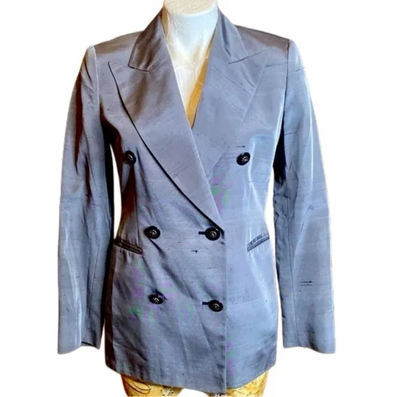 Gianfranco Ferre vintage 90s silver gray silk blend women’s blazer sz 2