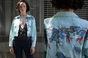 GIANNI VERSACE PRINTED CROPPED JEAN JACKET