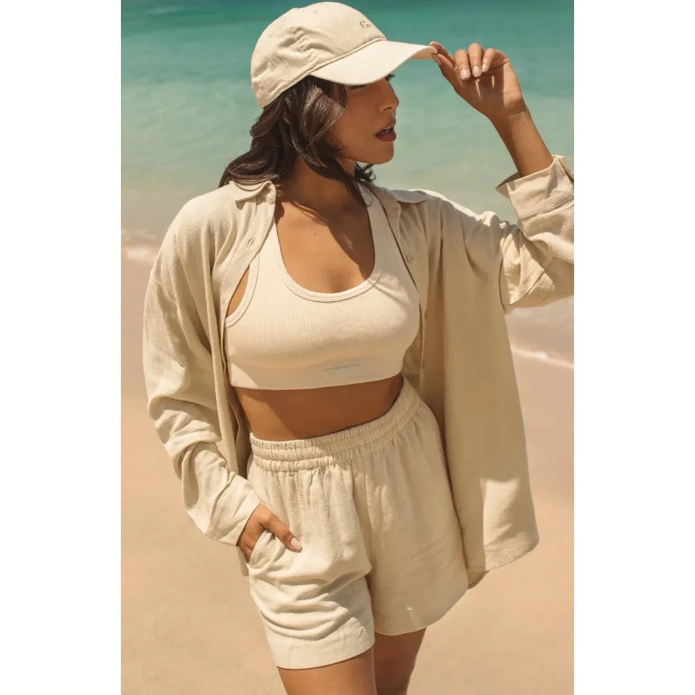 GIRL CRUSH LINEN SHORTS NATURAL
