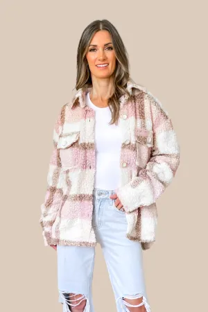 Go Getter Pink Plaid Sherpa Jacket