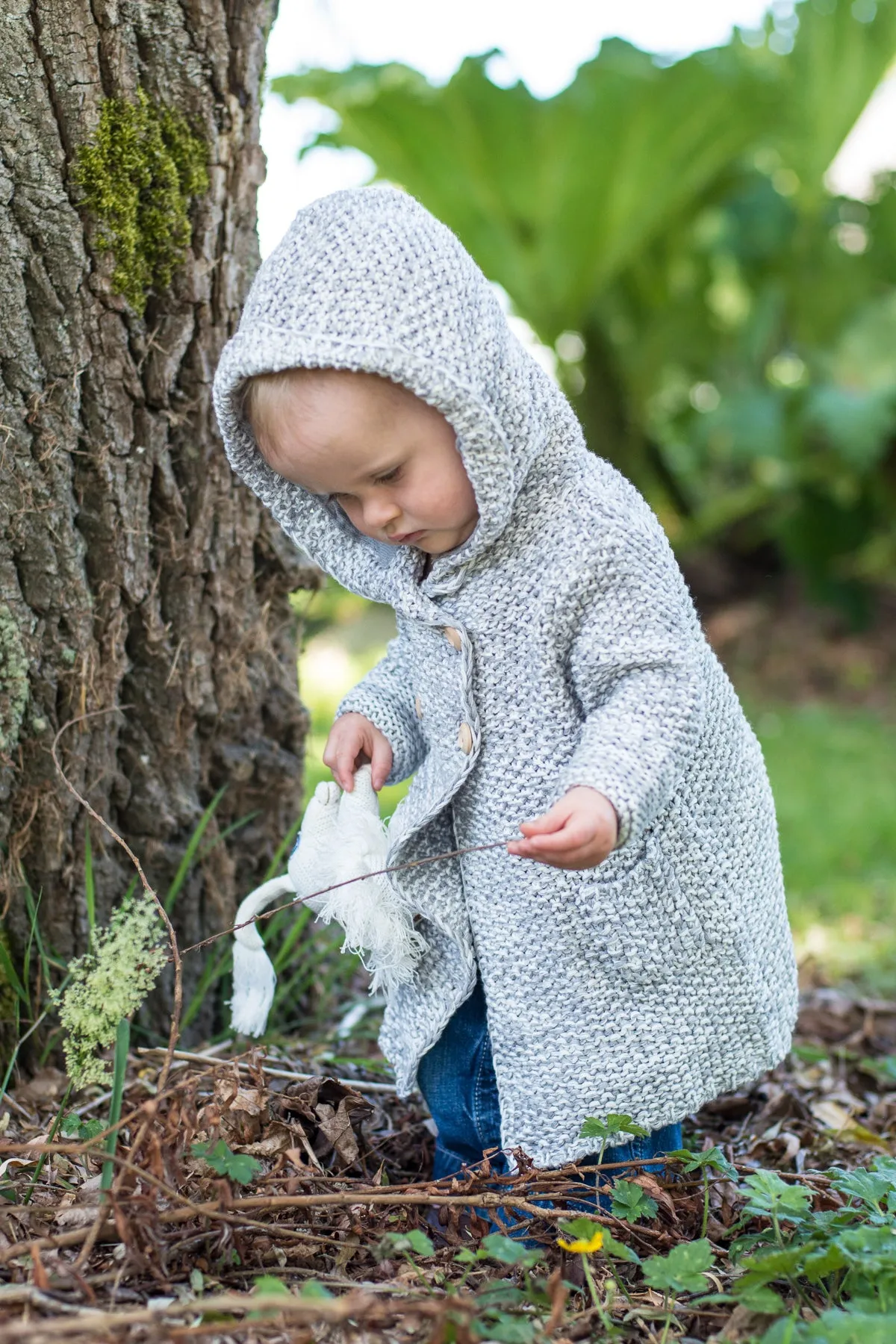 Grey Crochet Knit Hoodie