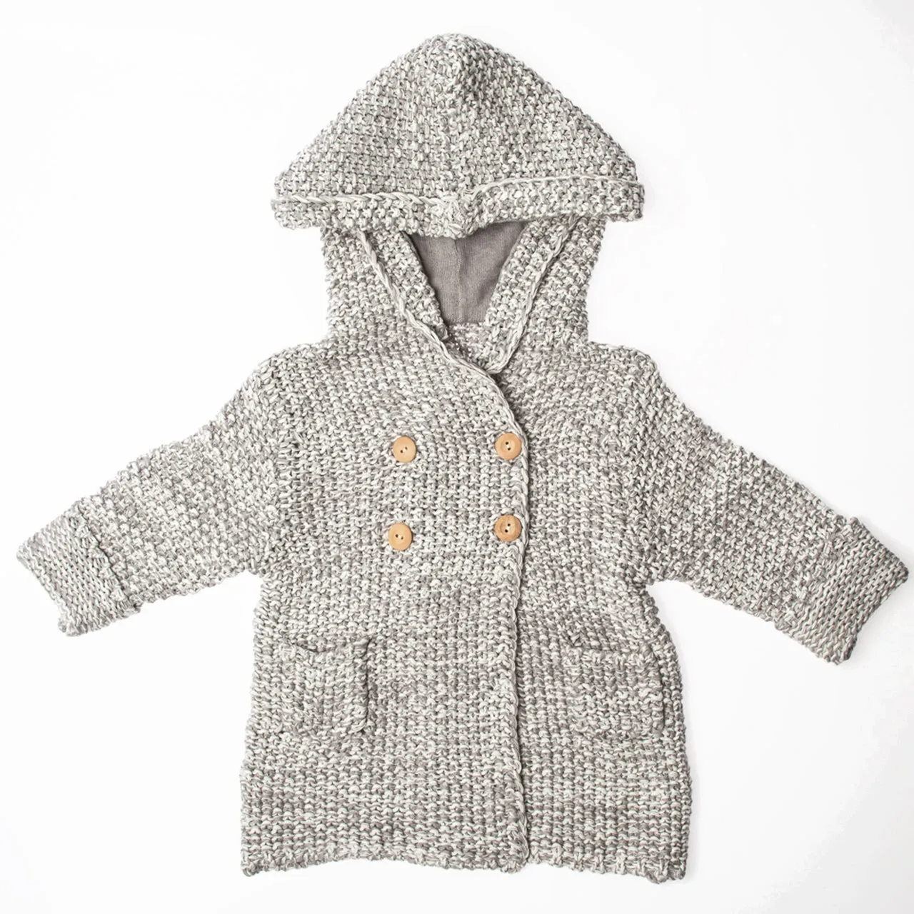 Grey Crochet Knit Hoodie